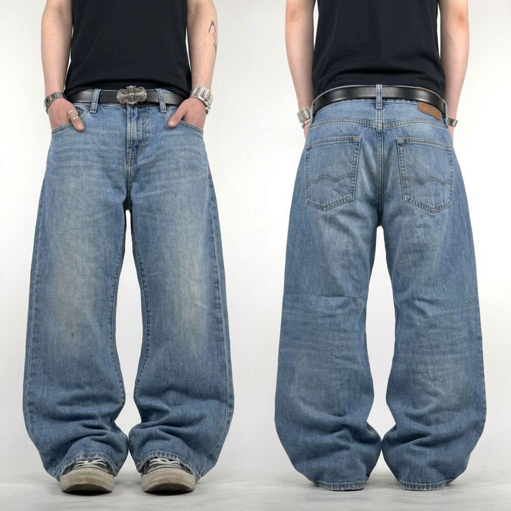 Vintage y2k faded stonewash grunge archive skater baggy wide leg jeans